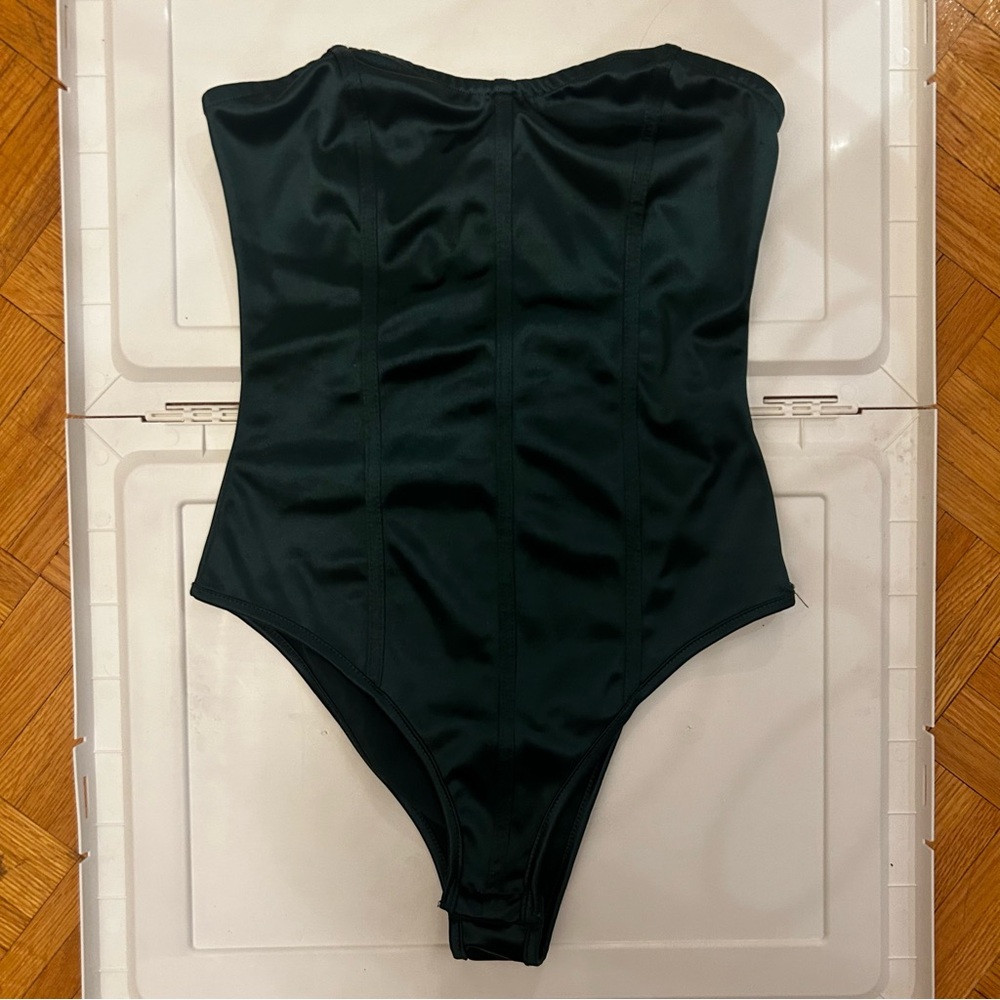 Shein Emerald Green Strapless Bodysuit